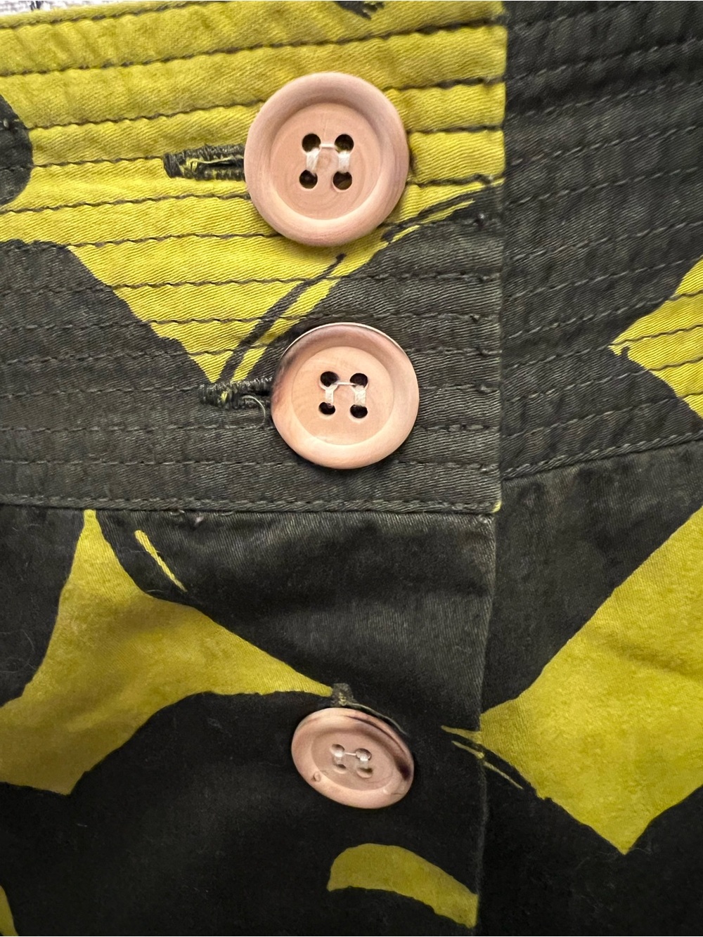 Marimekko for Anthropologie Size 8 Lime Green & Olive Button Front Pocket Skirt - Picture 4 of 7